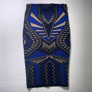 Blue and gold Aztec skirt